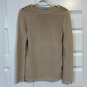 J. McLaughlin Beige Crewneck Sweater with Button Accents
